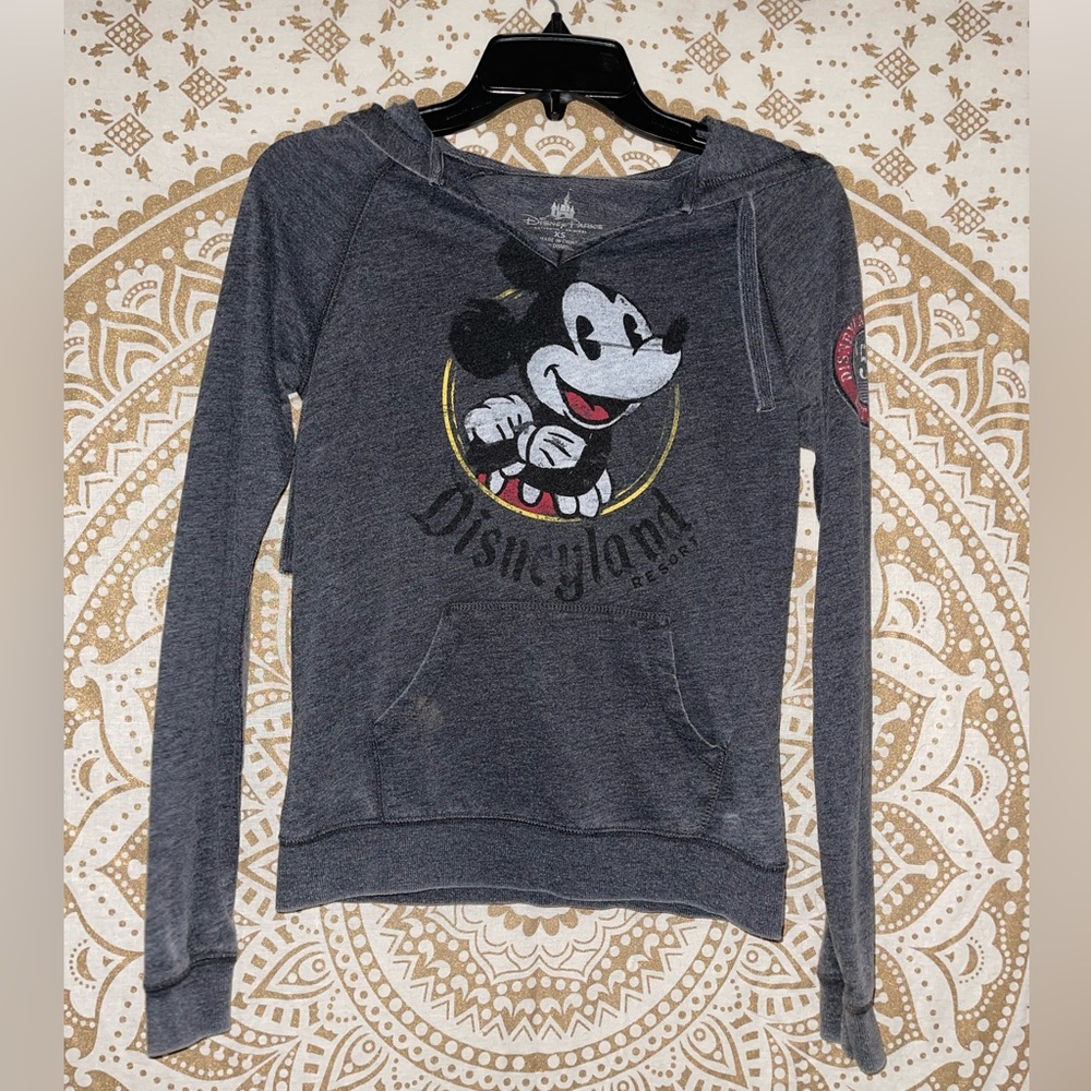 DISNEY LADIES MICKEY DISNEYLAND RESORT LONG SLEEVE HOODIE WITH POCKETS, SIZE XS - Picture 1 of 7